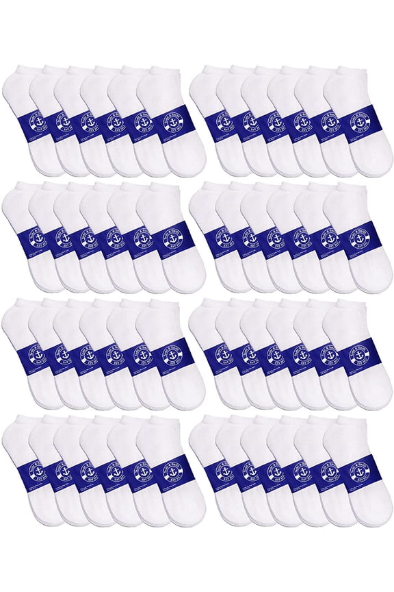48 Pairs Low Cut Socks, Mens & Womens Ankle Socks, Cotton, Cheap Value Sock, Donation Homeless, Lightweight Bulk (48 Pairs Womens White)