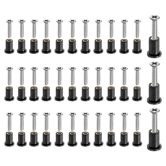 48 Pairs M4 Neoprene Well Nuts with Stainless Steel Screw for Kayak Boat