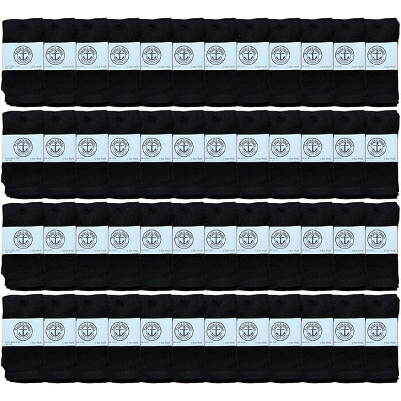 48 Pairs Of Yacht & Smith 14 Inch Wholesale Kids Tube Socks, Cotton Bulk Sport Socks Size 4-6 (Black)