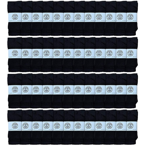 48 Pairs Of Yacht & Smith 17 Inch Wholesale Kids Tube Socks, Childrens Cotton Referee Sport Socks Size 6-8 (6-8 Black)