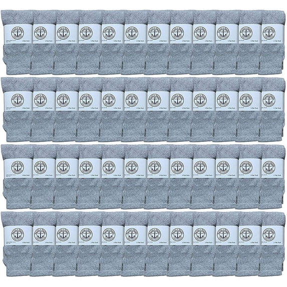48 Pairs Of Yacht & Smith 17 Inch Wholesale Kids Tube Socks, Childrens Cotton Referee Sport Socks Size 6-8 (6-8 Gray)