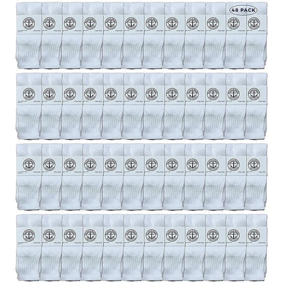 48 Pairs Of Yacht & Smith 17 Inch Wholesale Kids Tube Socks, Childrens Cotton Referee Sport Socks Size 6-8 (6-8 White)