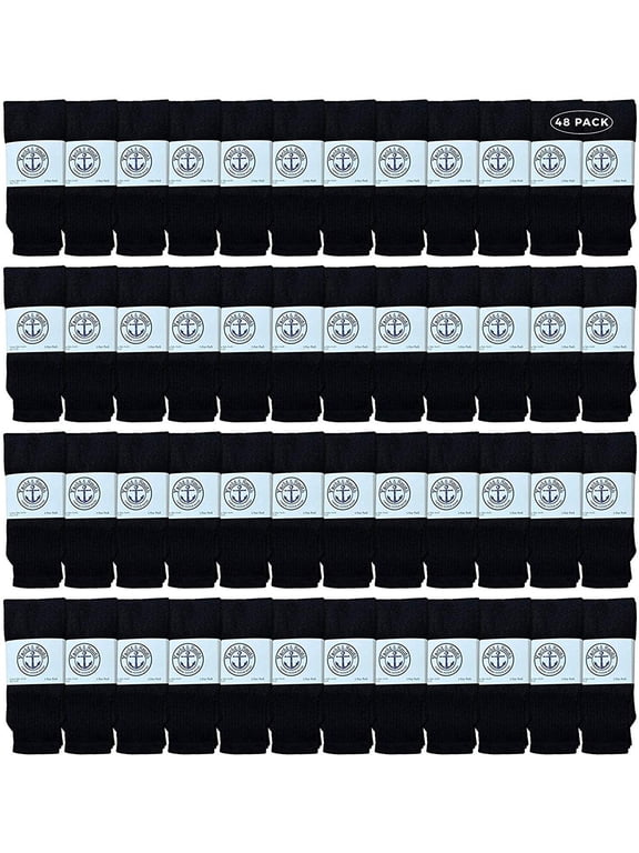 48 Pairs Of Yacht & Smith 26 Inch Wholesale Women's Tube Socks, Women's Cotton Referee Sport Socks Size 9-11 (Black)