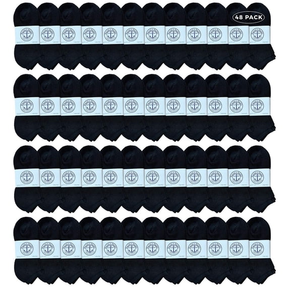 48 Pairs Of Yacht & Smith Bulk Womens Ankle Socks Low Cut Ankle Socks Size 9-11 (Black)