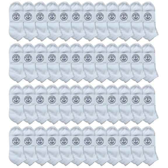 48 Pairs Of Yacht & Smith Bulk Womens Ankle Socks Low Cut Ankle Socks Size 9-11 (White)