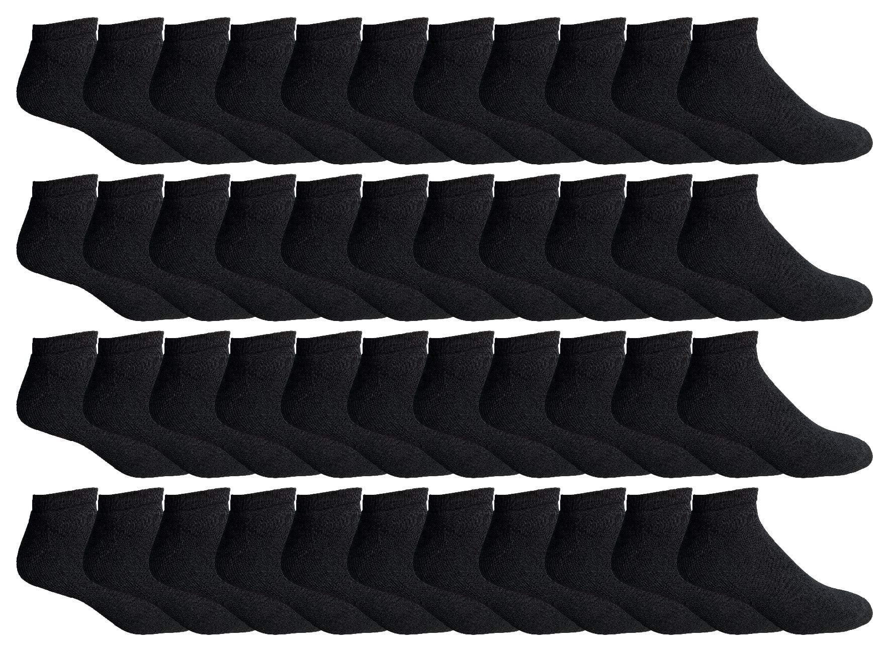 48 Pairs Of Yacht & Smith Mens Wholesale Bulk No Show Ankle Socks, Cotton Sport Athletic Socks - Size 10-13 (Black)