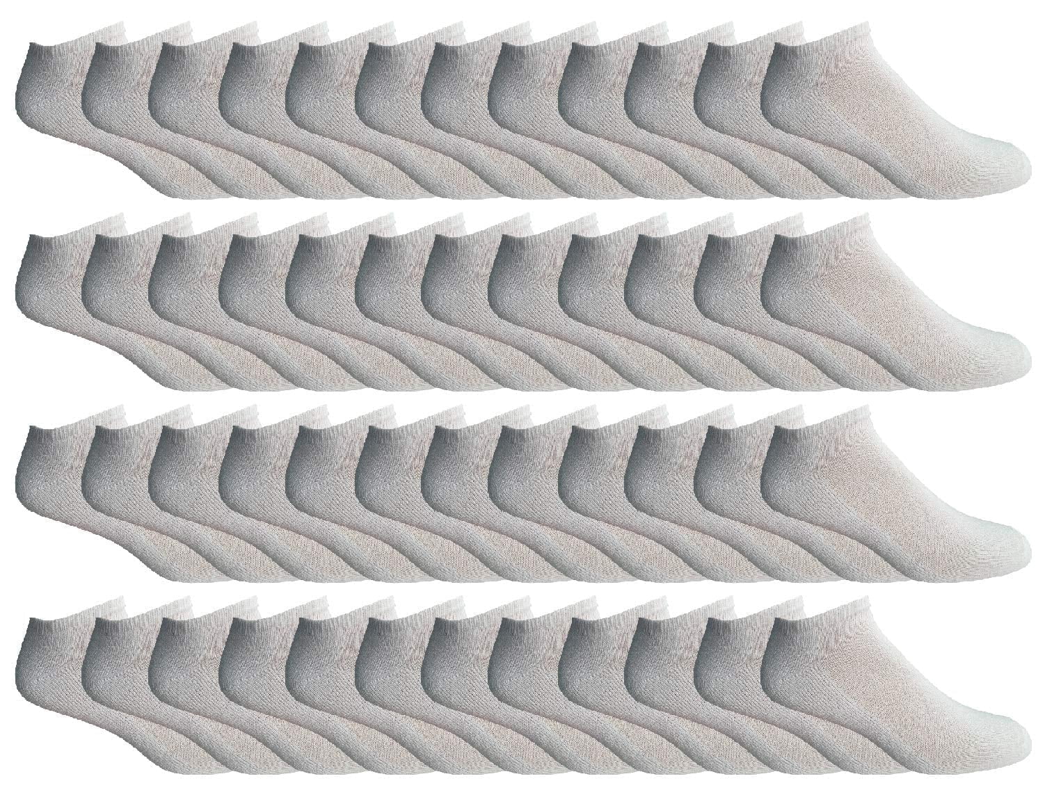 48 Pairs Of Yacht & Smith Mens Wholesale Bulk No Show Ankle Socks, Cotton Sport Athletic Socks - Size 10-13 (White)