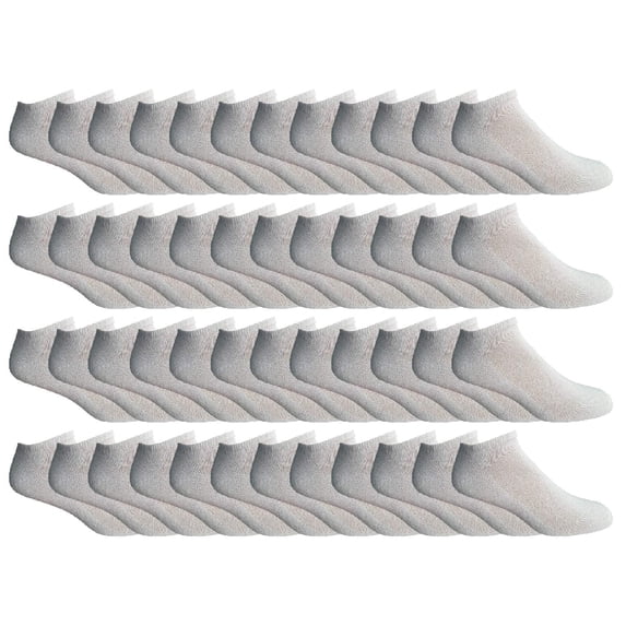 48 Pairs Of Yacht & Smith Mens Wholesale Bulk No Show Ankle Socks, Cotton Sport Athletic Socks - Size 10-13 (White)