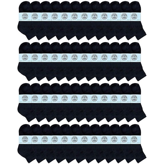 48 Pairs Of Yacht & Smith Wholesale Bulk Kids Mid Ankle Socks, Cotton Sport Athletic Ankle Socks Size 4-6 (Black)