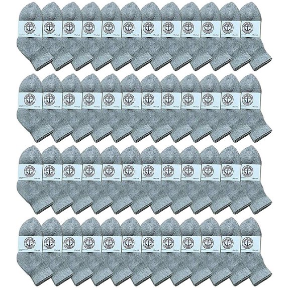 48 Pairs Of Yacht & Smith Wholesale Bulk Kids Mid Ankle Socks, Cotton Sport Athletic Ankle Socks Size 4-6 (Gray)