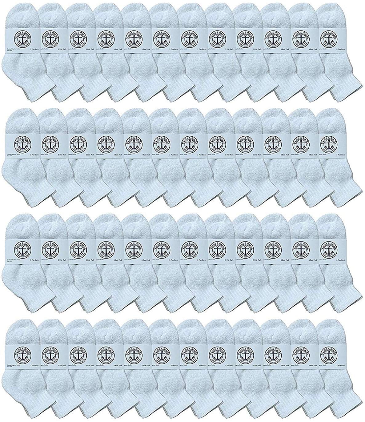48 Pairs Of Yacht & Smith Wholesale Bulk Kids Mid Ankle Socks, Cotton Sport Athletic Ankle Socks Size 4-6 (White)