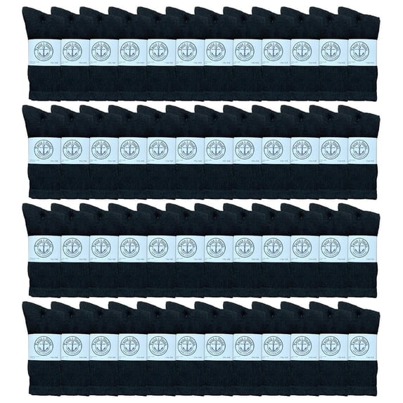 48 Pairs Of Yacht & Smith Wholesale Bulk Womens Crew Socks, Cotton Sport Athletic Socks - Size 9-11 (Black)