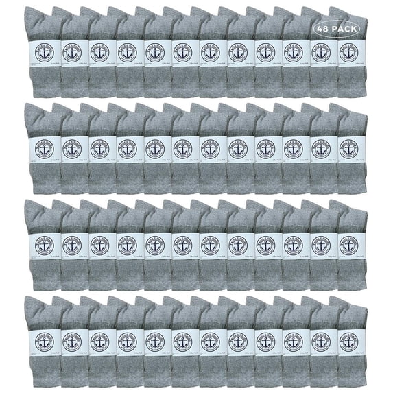 48 Pairs Of Yacht & Smith Wholesale Bulk Womens Crew Socks, Cotton Sport Athletic Socks - Size 9-11 (Gray)
