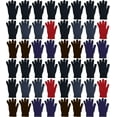 thumbnail image 1 of 48 Pairs Winter Magic Gloves, Bulk Warm Brushed Interior, Stretchy Assorted Mens Womens (Assorted A), 1 of 6