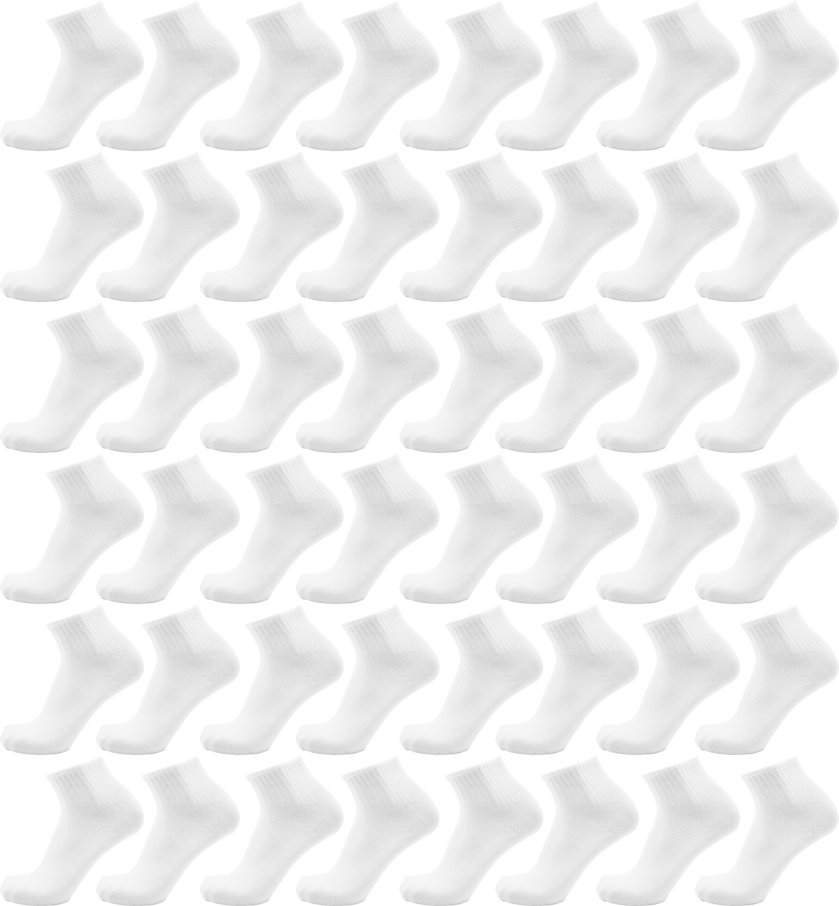 48 Pairs of Mens Thin Quarter Ankle Socks, Casual Sports Comfortable Bulk Pack (White)
