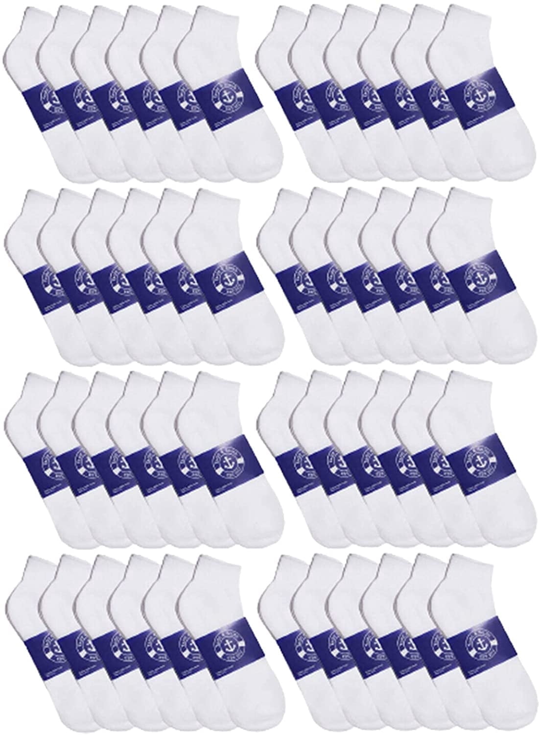 48 Pairs of Mens & Womens Quarter Ankle Socks, Cotton, Ankle Sock, Donation Homeless, Lightweight Bulk