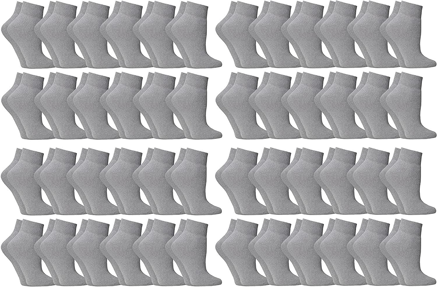 48 Pairs of Mens & Womens Quarter Ankle Socks, Cotton, Cheap Value Ankle Sock, Homeless, Lightweight Bulk (48 Pairs Womens Grey)