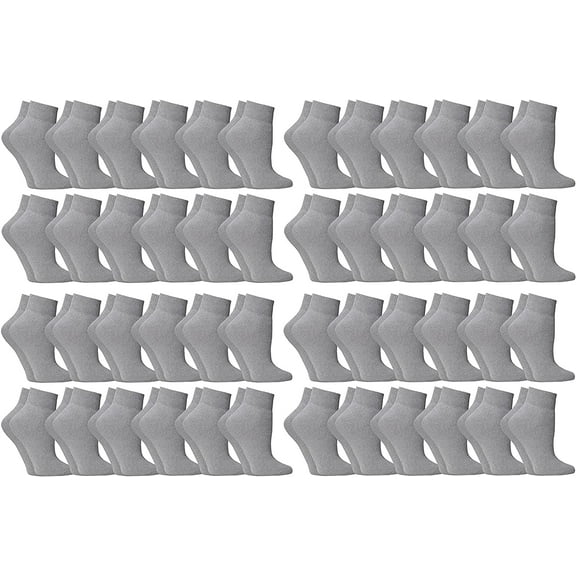 48 Pairs of Mens & Womens Quarter Ankle Socks, Cotton, Cheap Value Ankle Sock, Homeless, Lightweight Bulk (48 Pairs Womens Grey)