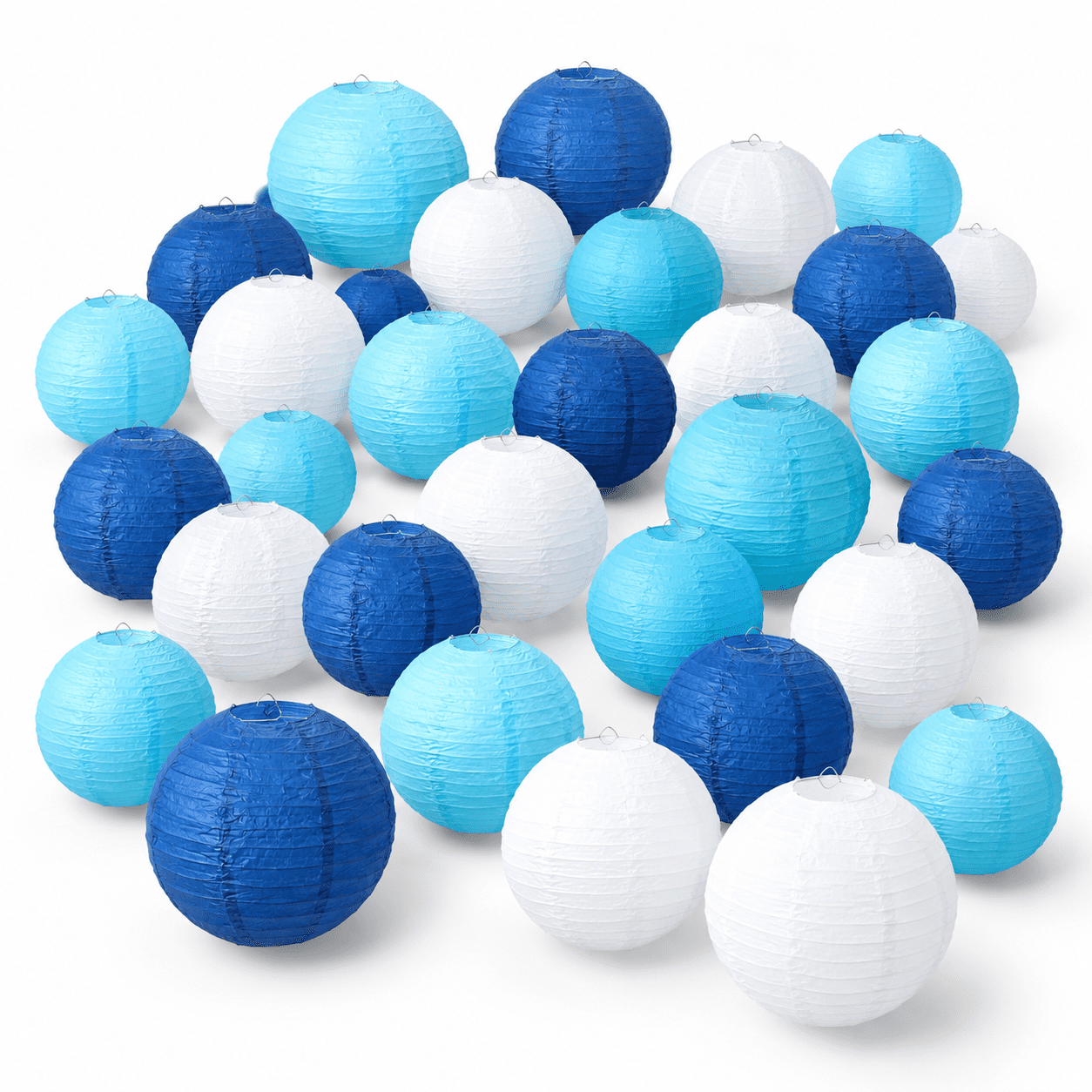 Paper Ltern 48 Paper Lanterns Party Decorations Round Blue White - Walmart.com