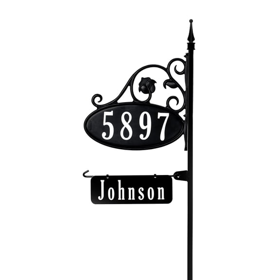 48" Park Place Double Sided Oval Plaque Reflective 911 Home Address Sign for Yard with Name Rider, Great Gift for Parents or Grandparents