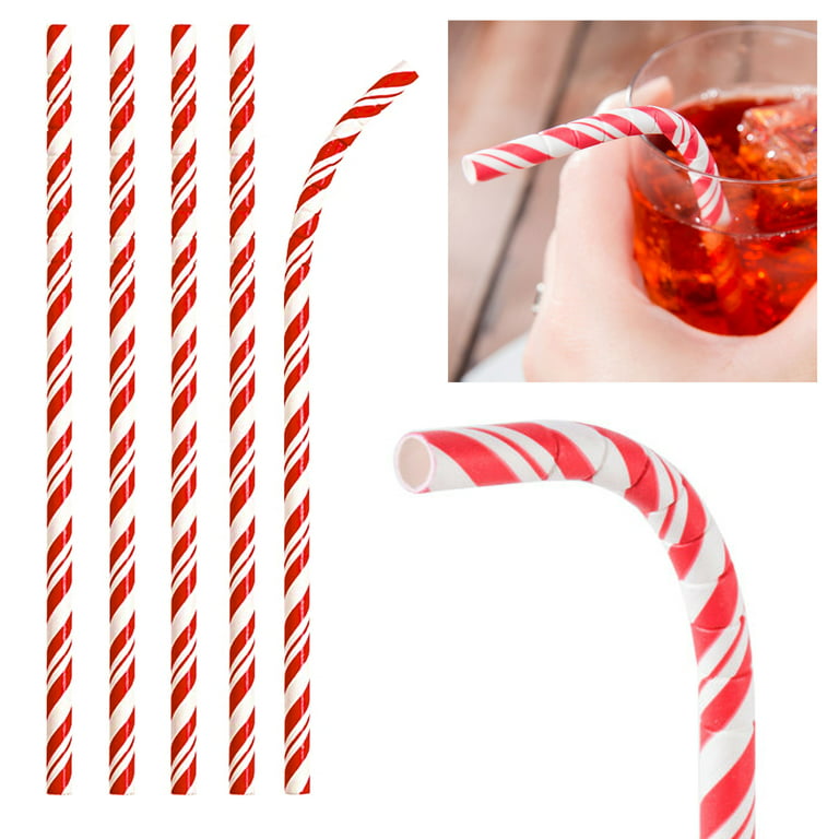 48 Pc Flexible Paper Straws Party Colorful Disposable Striped