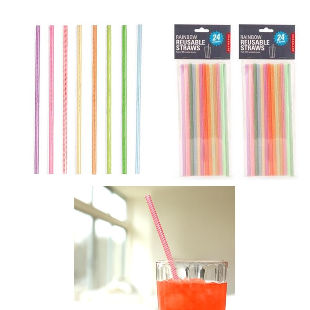 Kikkerland Straws, Reusable, 8 (Set of 24) Rainbow – Little Red Hen
