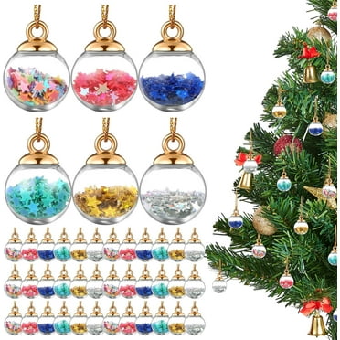 48 Pcs 0.63 Inch Mini Christmas Crystal Ball Ornaments, Mini Christmas Tree Ornaments, Small Crystal Christmas Ball Ornaments for Christmas Tree (Random Colors)