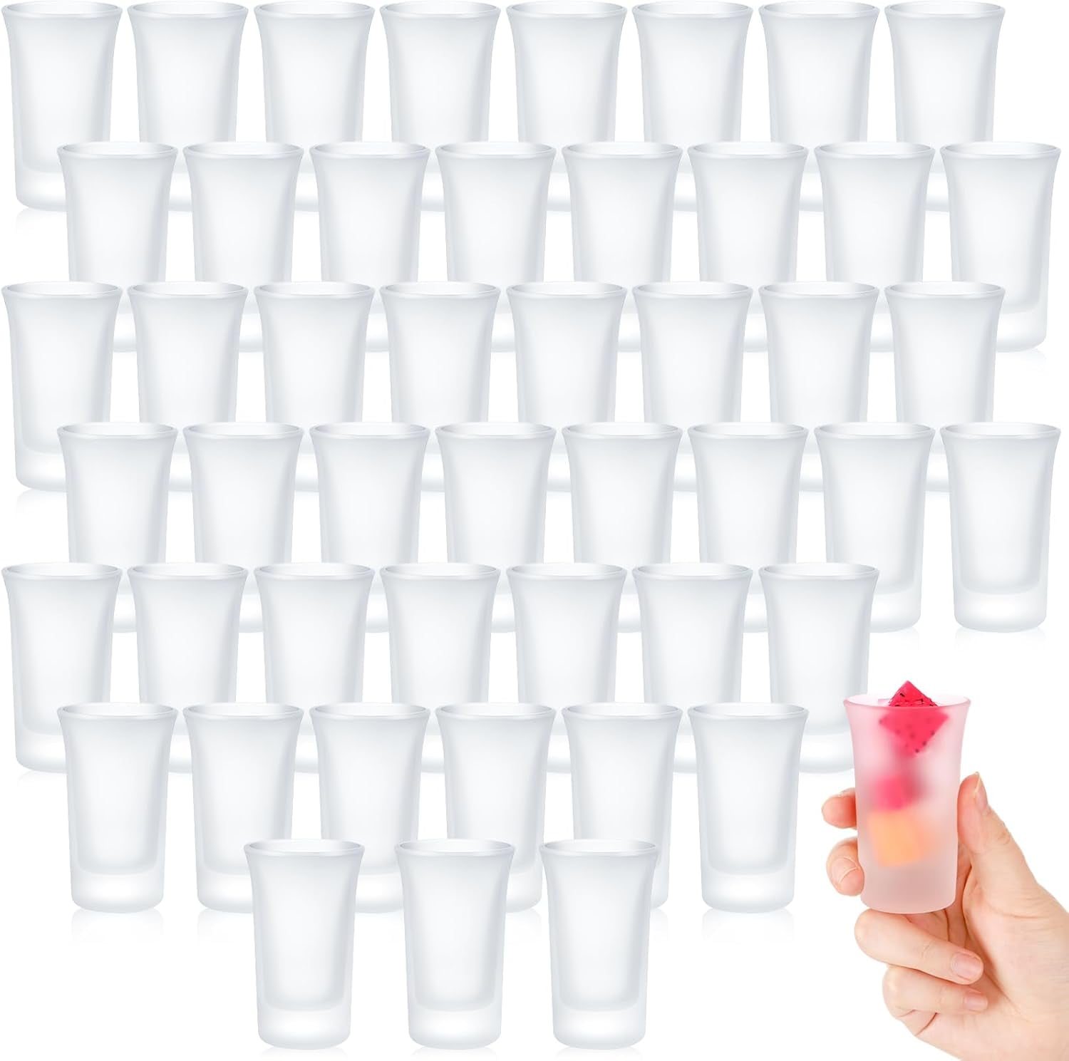 48 Pcs 1.5 oz Shot Glasses Cups Bulk with Heavy Base Cute Frosted Shot ...