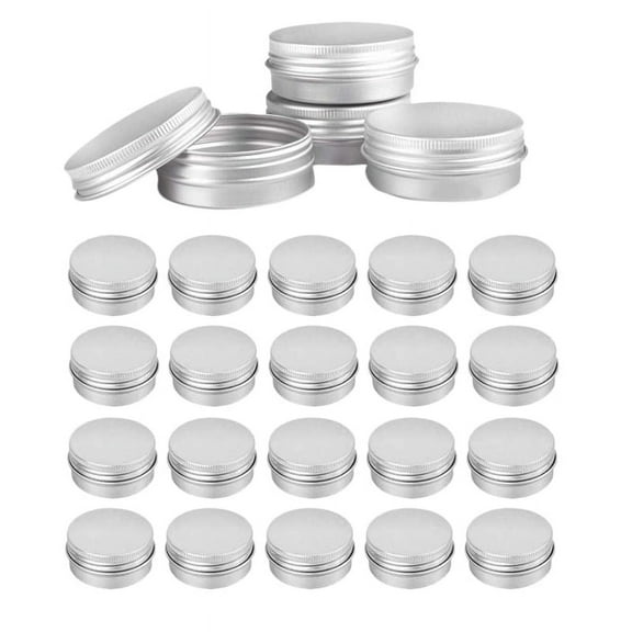 48 Pcs 1 Oz Tins Silver Aluminum Cans Screw Top Round with Lid Containers