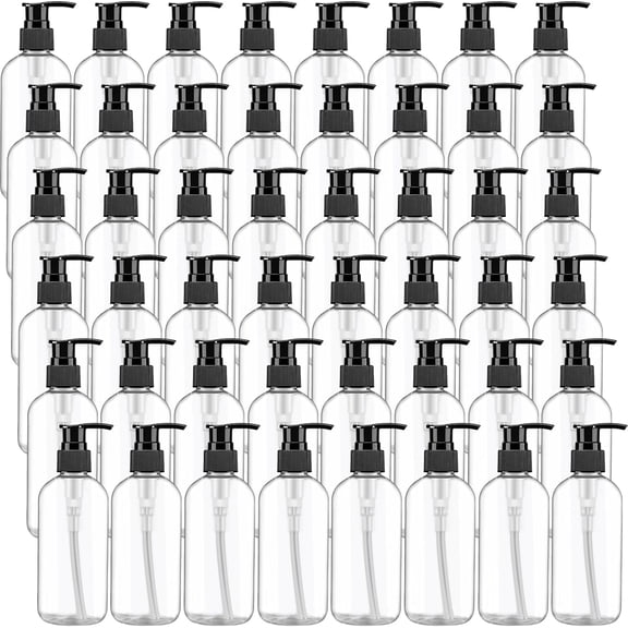 48 Pcs 8oz Empty Plastic Pump Bottle Dispenser Refillable Clear Travel Container for Shampoo Body Wash Lotion Liquid Hand Soap Essential Oil