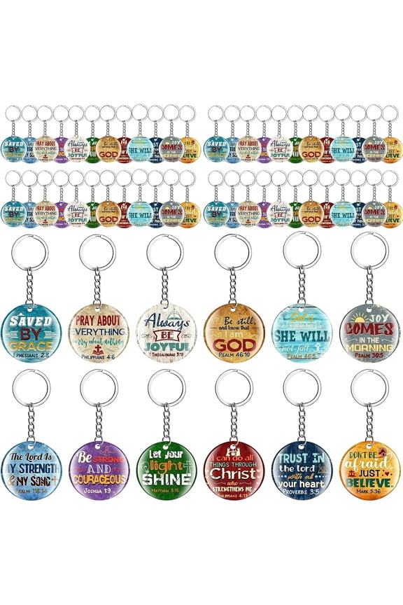 48 Pcs Acrylic Christian Keychain Bible Verse Keychain Accessories for Women,Christian Gifts for Women Men,Bible Accessories,Inspirational Gifts for Women
