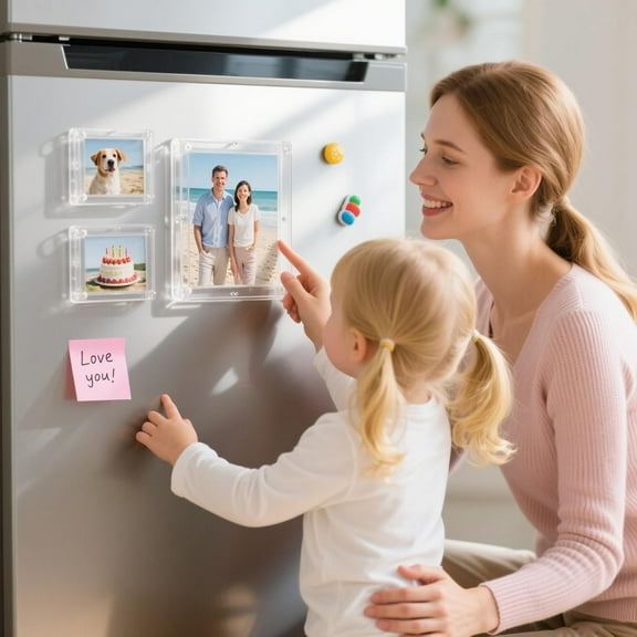 48 Pcs Acrylic Fridge Magnetic Frames for Photos Compatible with Polaroid Instax Mini Pictures Double Sided Clear Refrigerator Magnetic Frame for Family Friend Holiday Gift, 2.36 x 3.54 Inch