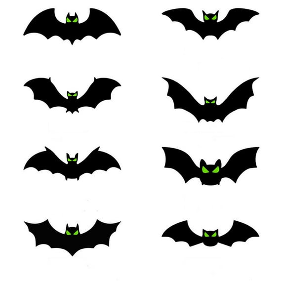 48 Pcs Bats Wall Decor, Glow in The Dark Bats 3D Bat Cutouts Halloween Decorations Light Up Eyes Paper Bats Stickers Black Plastic Sticky Decals for Home Indoor Outdoor decor