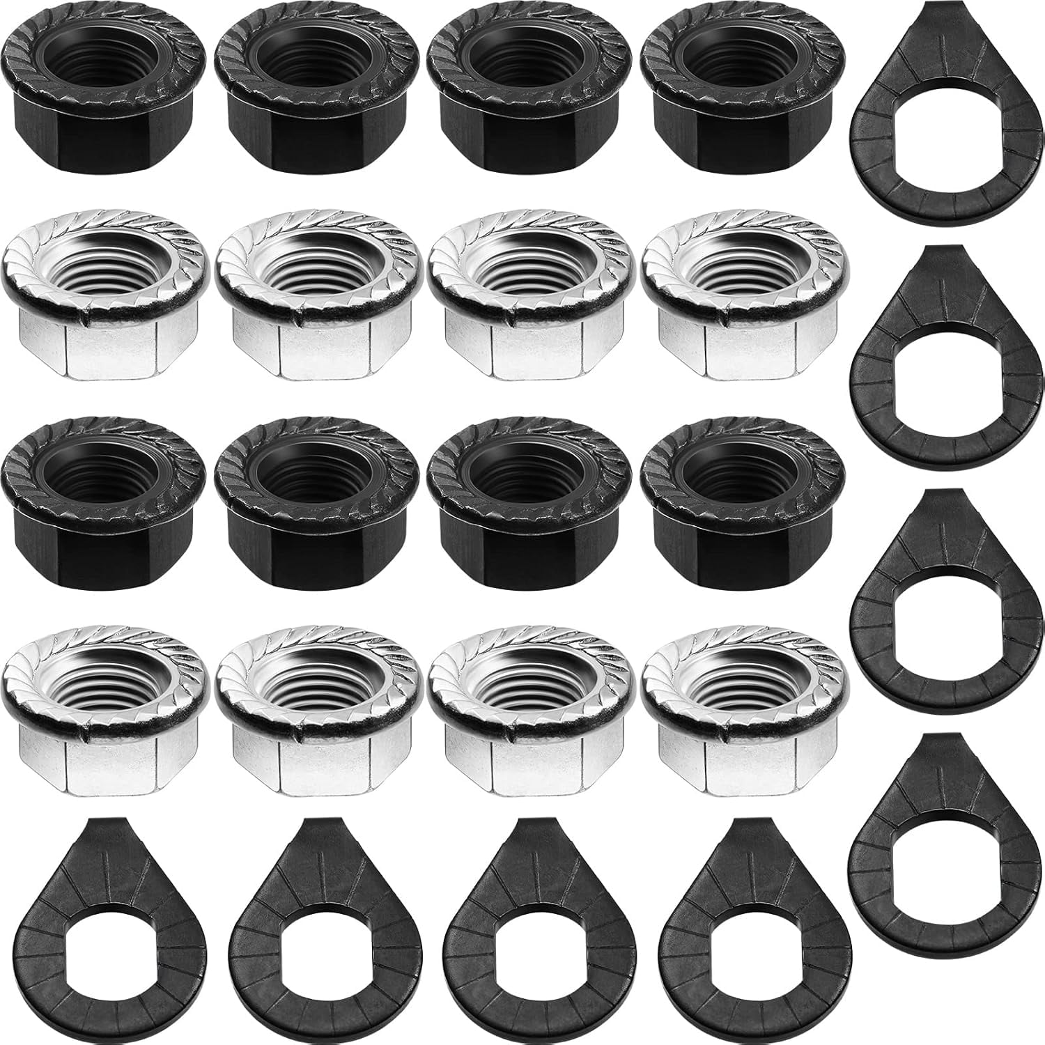 JIYIN 18 Pcs Bike Nuts And Safety Washers, M8 M9.5 M10 Bicycle Axle Nuts Kit, Mountain Bike Accessories Wheel Retaining Bicycle Hook Hub Parts For Front And Rear Bikes Wheel Mountain Road