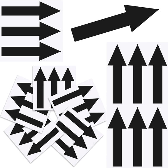 48 Pcs Black Arrow Floor Stickers, 7.9" x 2" Self‑Adhesive Directional Arrow Decals, Waterproof Removable Direction Signs, Heavy‑Duty Markers for Warehouse, Office, Parking Lot, Road, Wall, Pavement