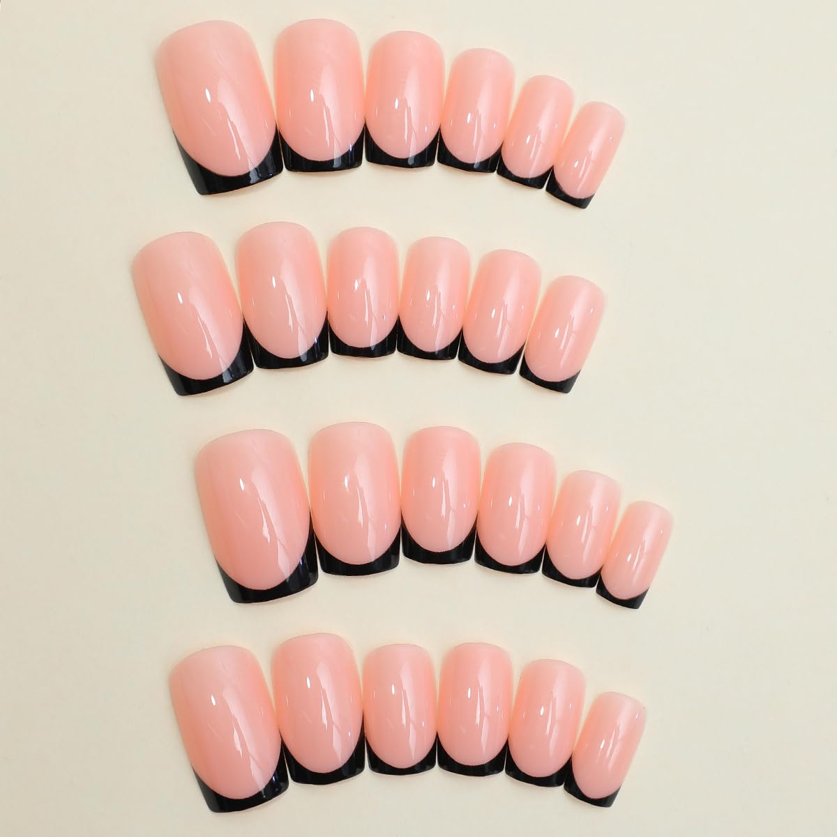 48 Pcs Black French Tip Press on Nails Medium Square & Press on ...