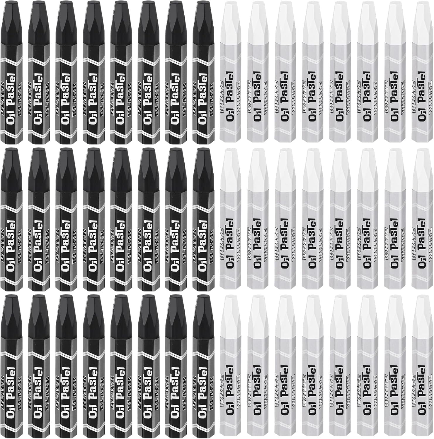 48 Pcs Black and White Soft Oil Pastels Bulk Artists Crayons Single Color Hexagonal Creamy Pastel for Beginners Painting Drawing Relaxing Blending