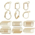 thumbnail image 1 of 48 Pcs Brass Leverback Earring Findings 6 Styles Golden French Earring Hooks Assorted Shape Metal Leverback Earwires with Horizontal Open Loop for DIY Earring Making Jewelry, 1 of 7