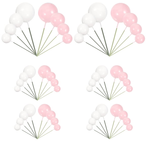FELTECHELECTR Round Shaped Cupcake Picks Pink 48Pcs 3.9x1.6in