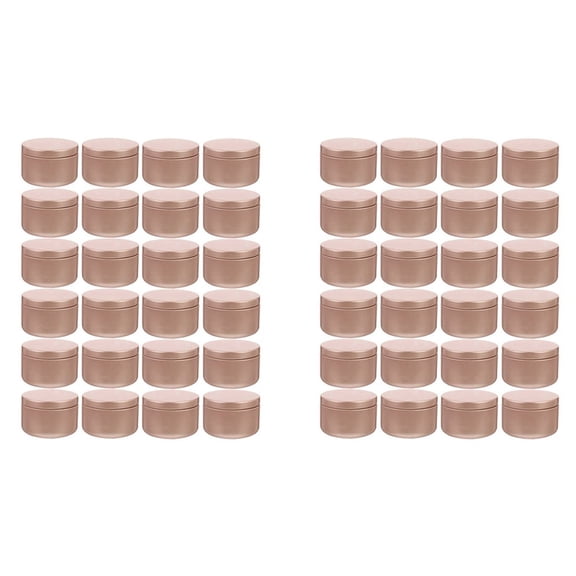 48 Pcs Candle Jar Decorative Labels Empty Storage Tins Candle Tin Can Candlestick Holders Round Tin Containers, C,48 x candle tins,Frosted Pink