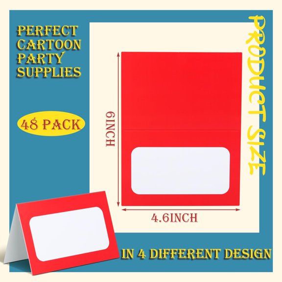 48 Pcs Cartoon Food Labels Baby Shower Party Decor 4 Styles 12 Each