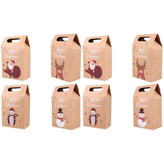 48 Pcs Christmas Kraft Paper Bags Cookie Gift Bags Creative Packaging Bags