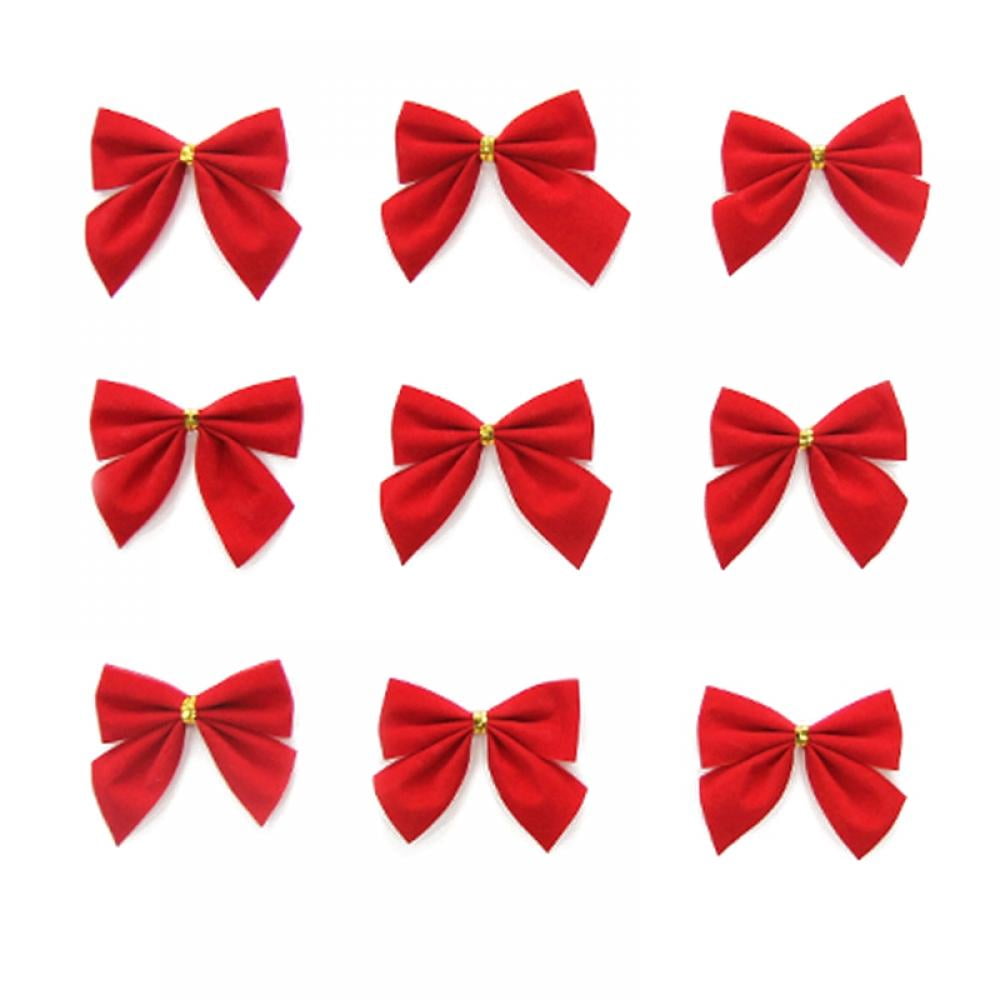 48 Pcs Christmas Tree Bows Mini Red Velvet Bowknot 2.76’’ Xmas Tree