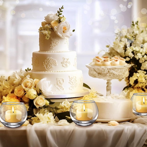 48 Pcs Clear Glass Votive Candle Holders Bulk Tealight Candle Holders Wedding Table Centerpiece Decor Vase for Wedding Bridal Shower Party Decoration