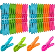 GIRACOA 48 Pack Heavy Duty Clothes Pins, Plastic Clothes Clips for Outdoor Laundry, Strong Windproof Pegs with Stainless Steel Spring, Multi-Purpose Sealing Clips for Chips Bags, Towels, Photos