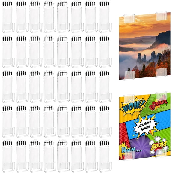 48 Pcs Comic Book Wall Display Clear Floating Shelves Frame Holder, Invisible, No Screws Self Adhesive