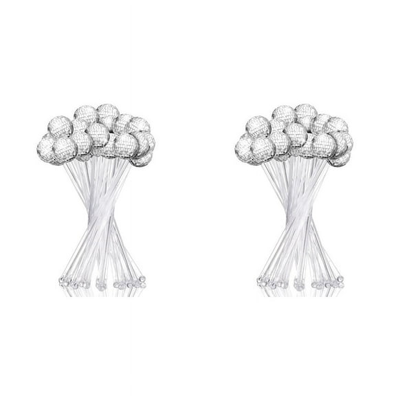 48 Pcs Disco Balls Cocktail Stirrers Plastic Round Top Swizzle Sticks Cake Mirror Ball for Home Bar Coffee Shop Use