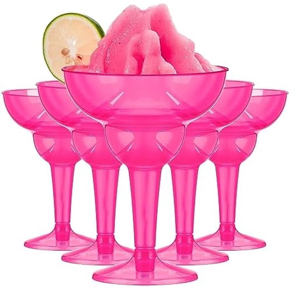48 Pcs Disposable Plastic Margarita Glasses 12 oz for Mexico Cinco De Mayo Fiesta Taco Party Decorations Martini Glasses Bulk Cocktail Glass for Wedding Mexican Theme Carnivals(Rose Red)