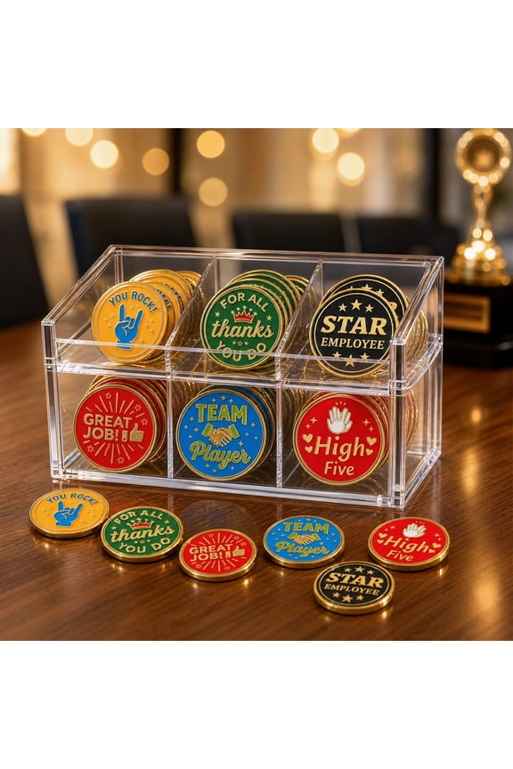 48 Pcs Employee of the Month Recognition Pins, Inspirational Enamel Appreciation Lapel Pins with Butterfly Clutch and Anti Rotation Pin Back, 6 Assorted Styles, Gifts for Team Awards, Staff, Office