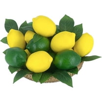 48 Pcs Fake Lemons Artificial Fruits Limes with Leaves, Faux Yellow Lemons Decor Realistic Fake Fruits Lemons for Bowls Decor Table Centerpieces Summer Lemons Decorations Party Kitchen